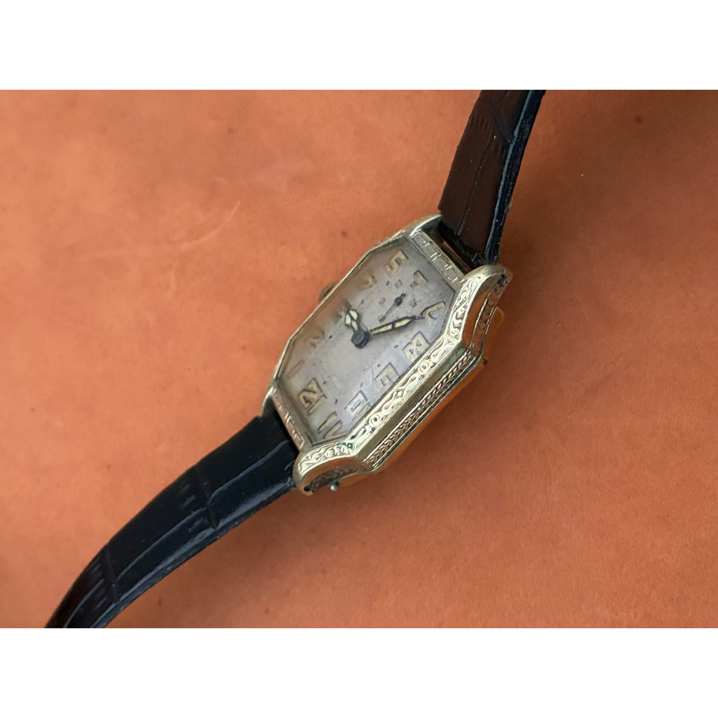 Antique Dione Watch Co. Gold Filled Art Deco Men's Watch 1930s Manual Wind