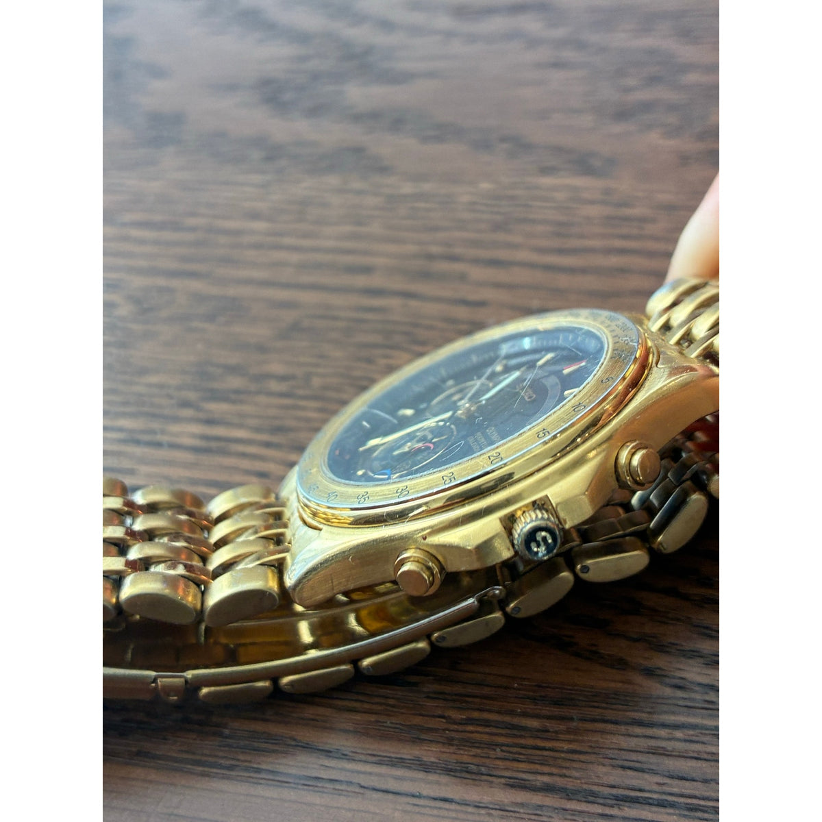 Seiko Olympic 6M13-702A Perpetual Calendar Gold Black Japan Men’s Watch