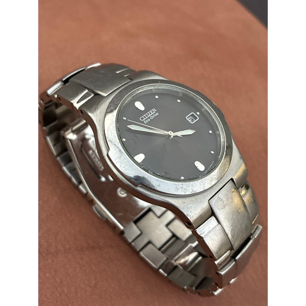 Citizen Eco-Drive E111-K16750 Black Dial Stainless Steel Watch Vintage