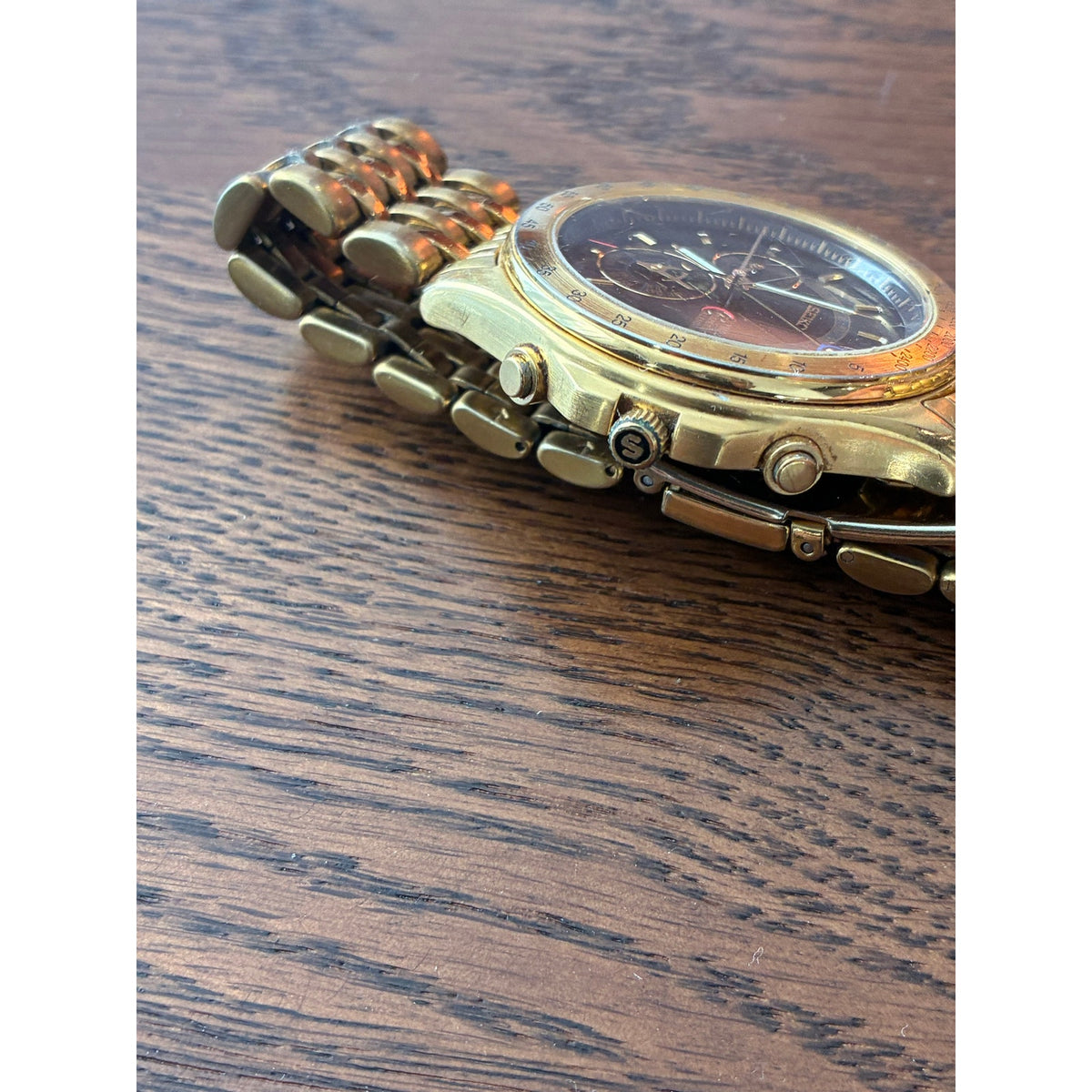 Seiko Olympic 6M13-702A Gold Perpetual Calendar Black Dial Men’s Watch Japan