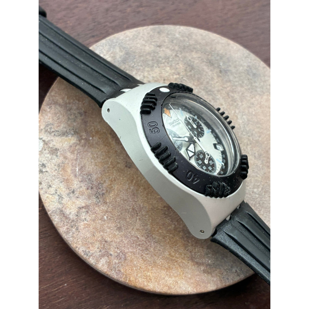 Vintage Swatch Irony Scuba 200 Chronograph Aluminum Swiss Watch 1999