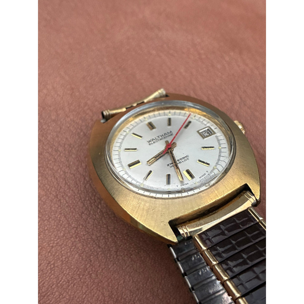 Vintage Waltham Sonic Electronic Swiss Made Gold Tone Men's Watch