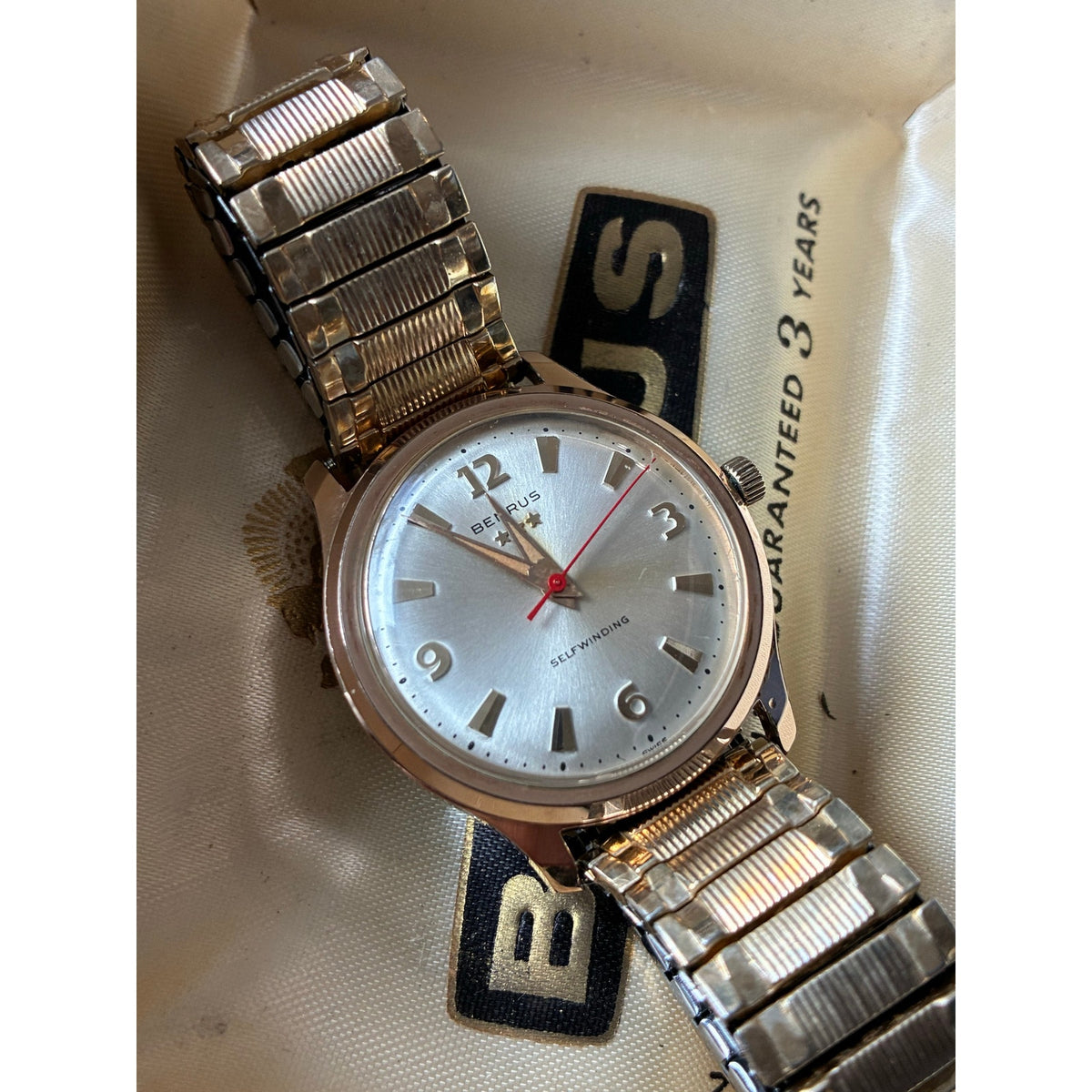 Vintage Benrus 3 Star Self Winding Automatic Swiss Watch Original Box