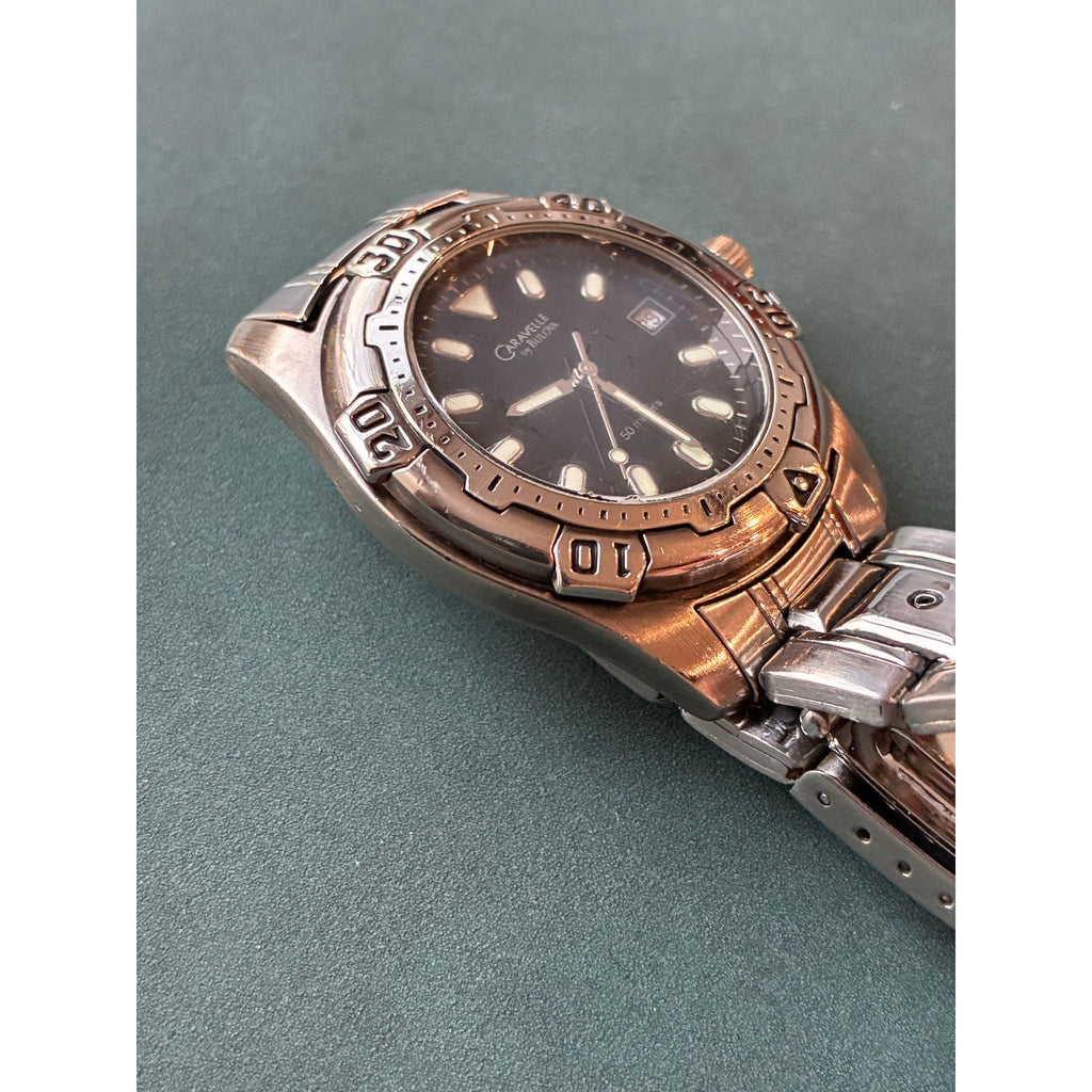 Vintage Caravelle by Bulova 50M Black Dial Date Quartz Dive Watch