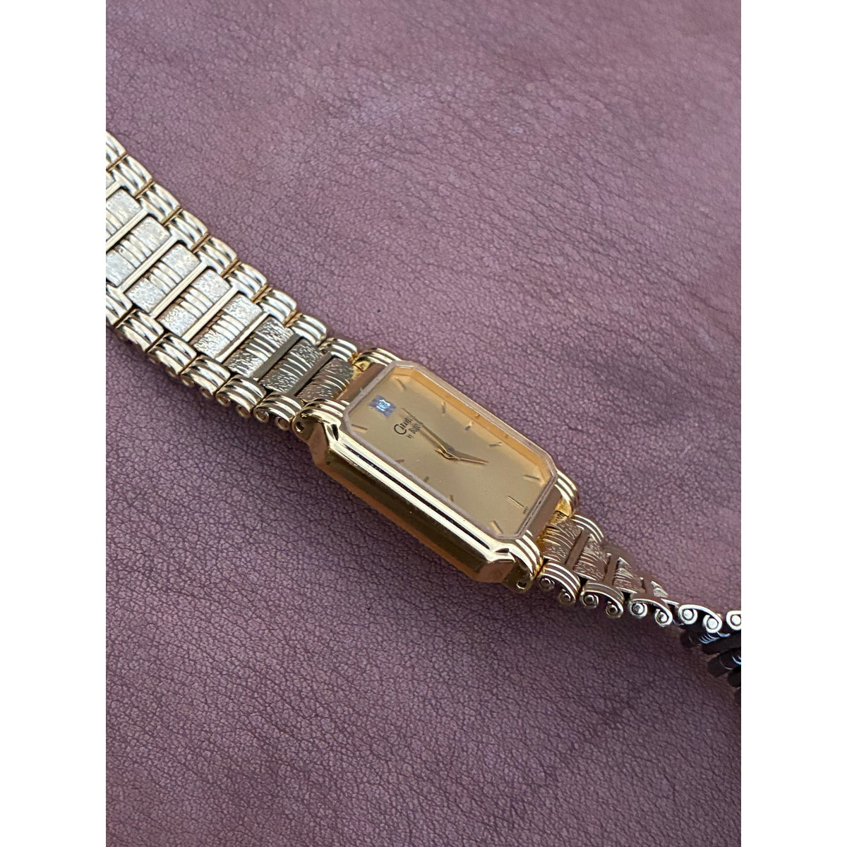 Vintage Caravelle by Bulova Gold Tone Tank Style Quartz Dress Watch