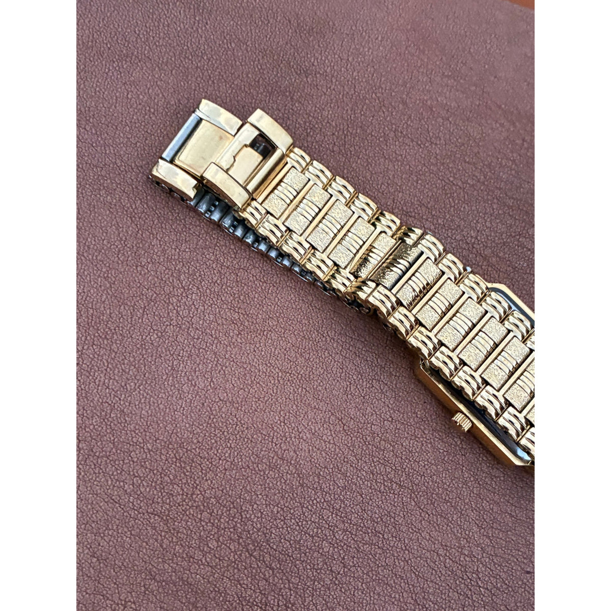 Vintage Caravelle by Bulova Gold Tone Tank Style Quartz Dress Watch
