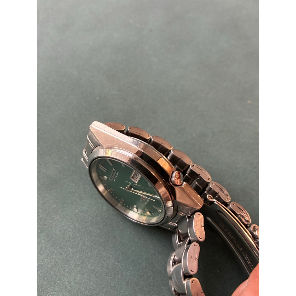 Vintage Citizen Automatic 21 Jewels Green Dial Day Date 4-R34229 Japan