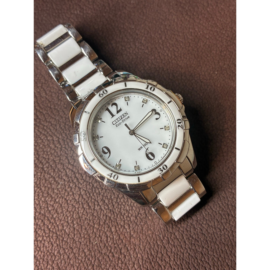 Citizen Eco-Drive SO79284 Women’s White Ceramic Crystal Dial WR100 Watch