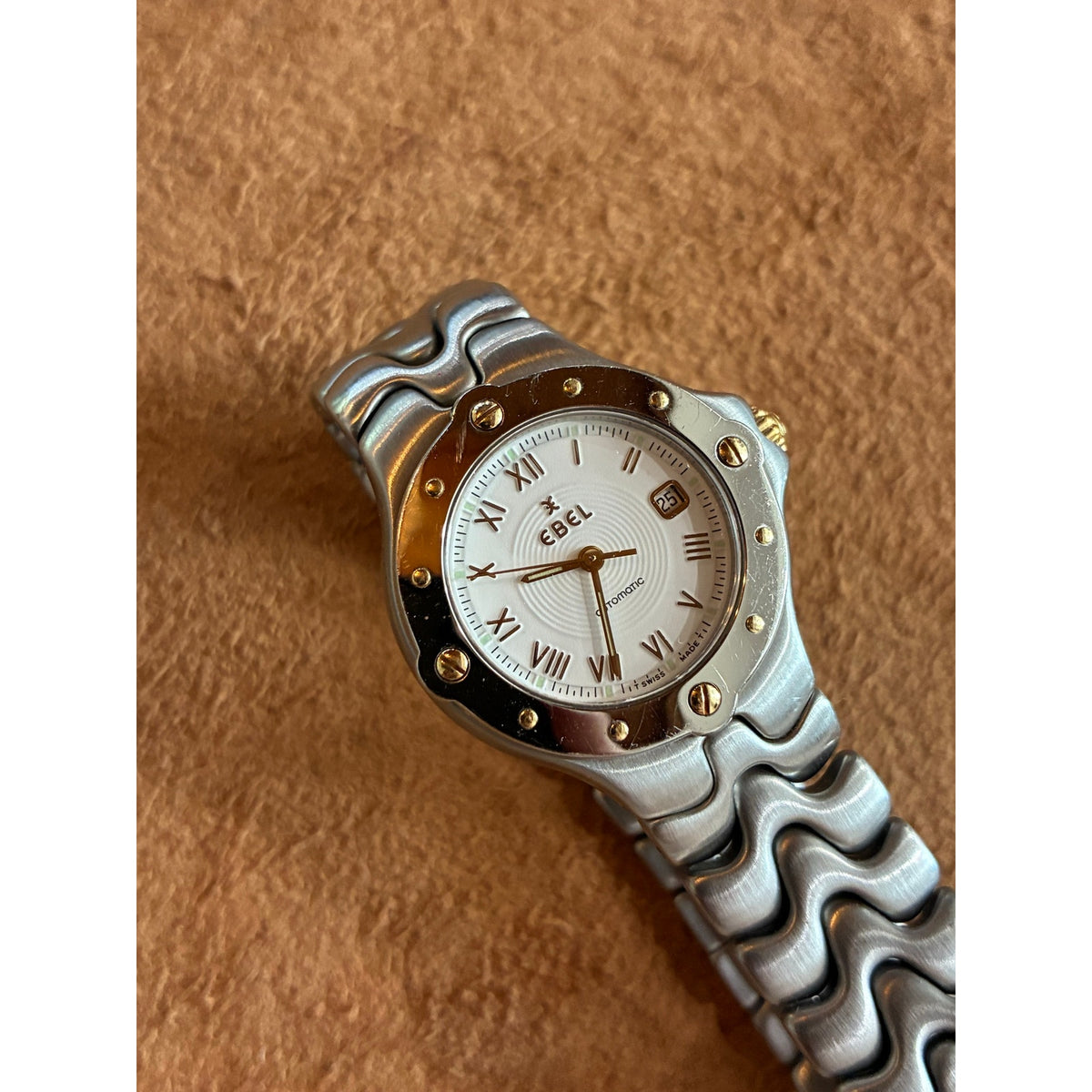 Vintage Ebel Sportwave E6172621 Ladies Automatic Swiss Watch Roman Dial