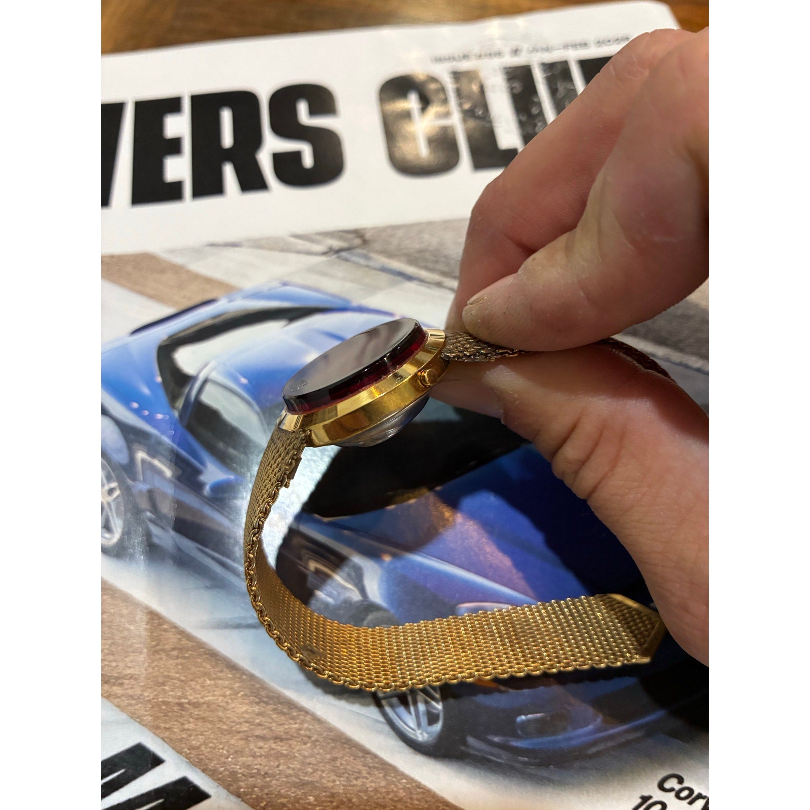 Vintage Women’s gold tone Timex SSQ Red LED Watch