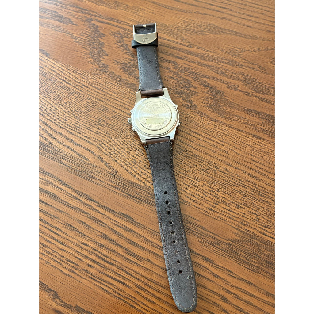 Timex Expedition Watch Men Silver Tone Green Dial Indiglo WR 50M New Battery