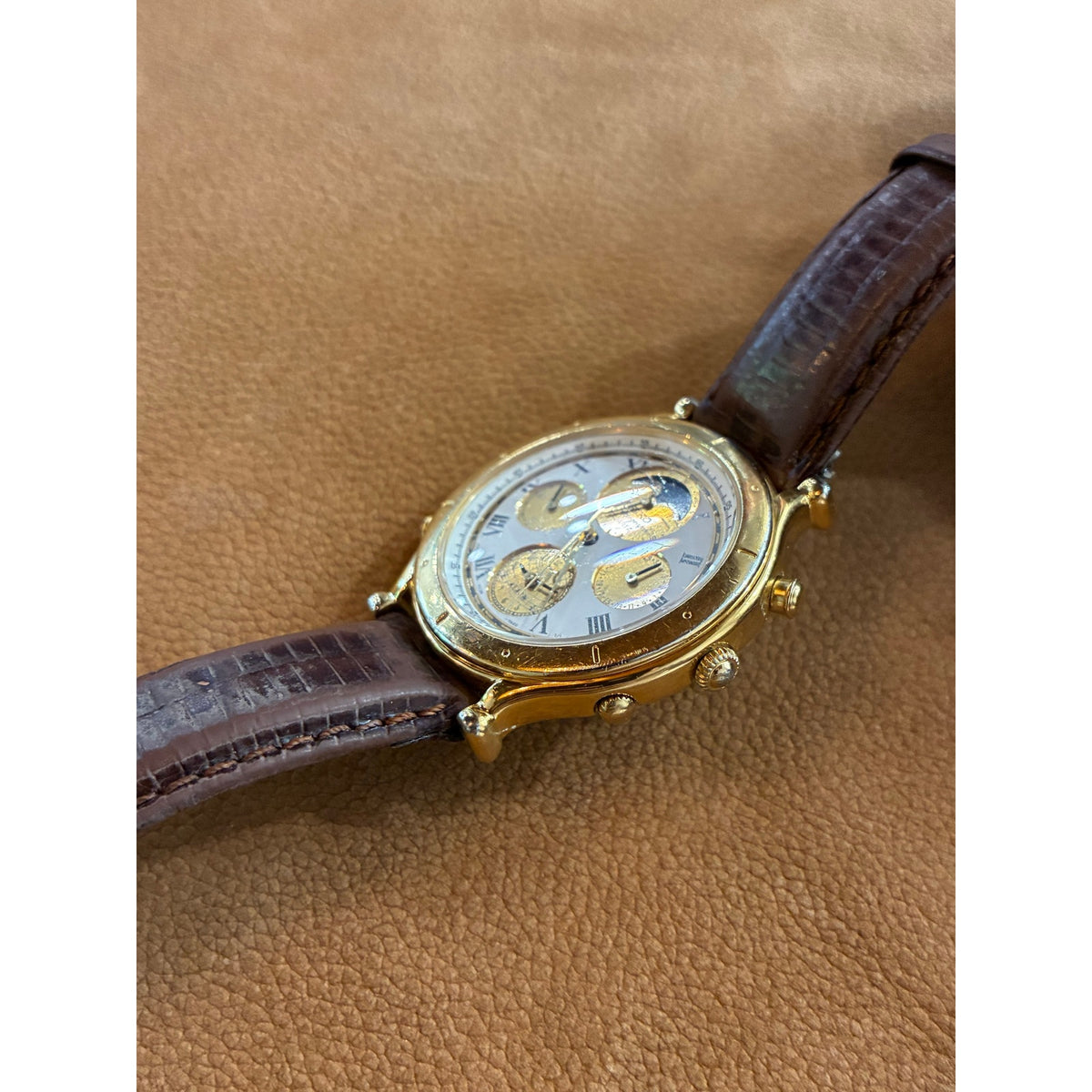 Vintage Seiko Age of Discovery 7T36-7A10 Moonphase Chronograph Alarm – Gold Tone