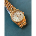 Vintage Elgin Presidential Day Date Quartz Gold Tone Fluted Bezel Watch