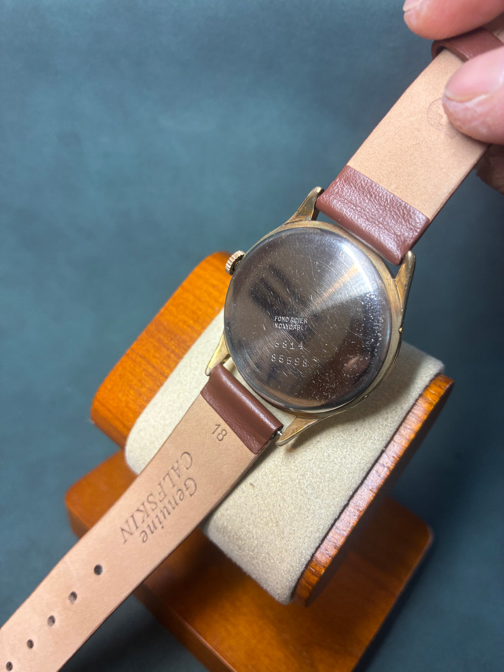 Vintage 50's Malbek Triple Calendar Moonphase Watch; Day, Date, Month Running Mid Century