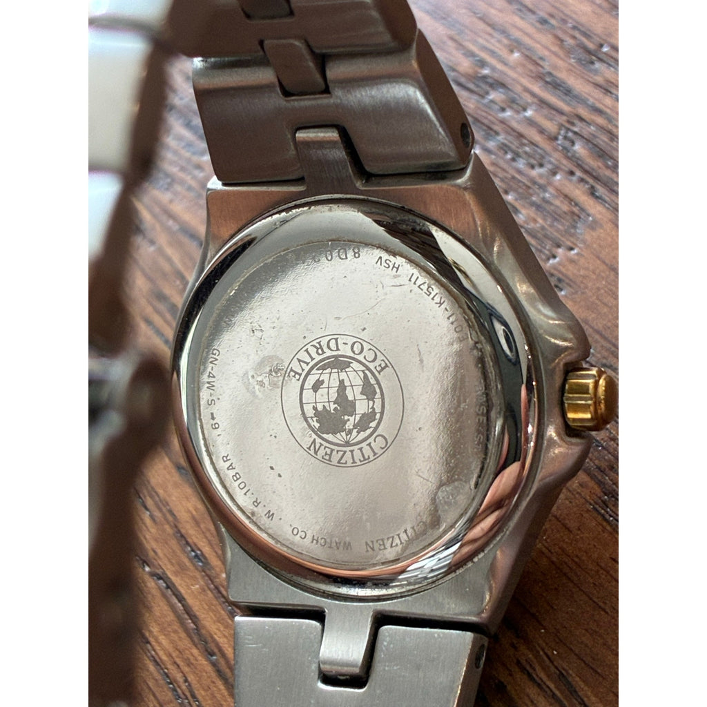 Citizen Eco-Drive Women’s Watch Blue Sunburst Dial Two-Tone Date Japan