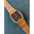 Vintage Citizen Quartz 6031-917274 Black Dial Gold Tone Tank Dress Watch