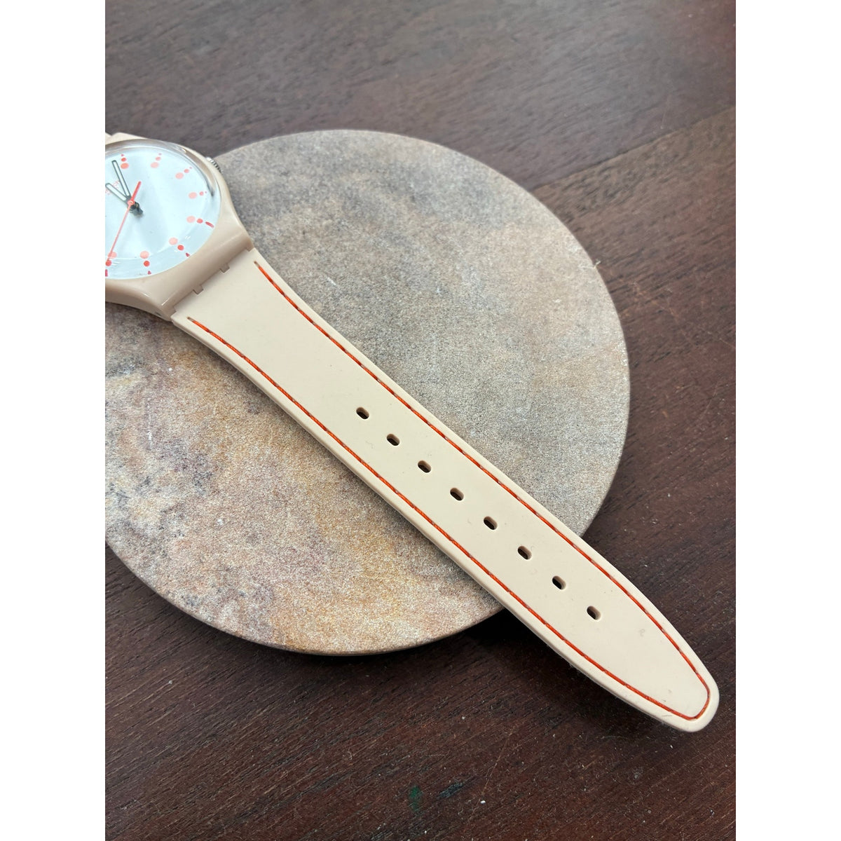 Vintage Swatch IR50 Cream Orange Swiss Quartz Watch 1980s Original Band
