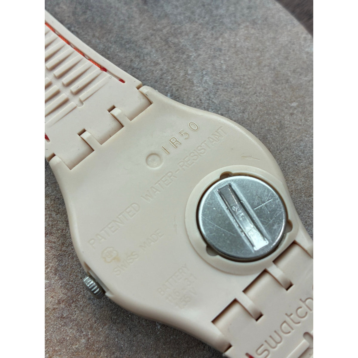 Vintage Swatch IR50 Cream Orange Swiss Quartz Watch 1980s Original Band