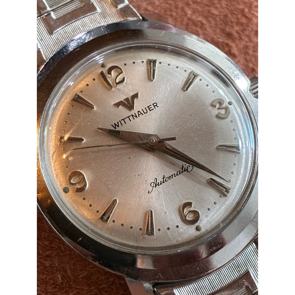 Vintage 1960s Wittnauer Automatic Swiss Watch – Silver 12-3-6-9 Dial
