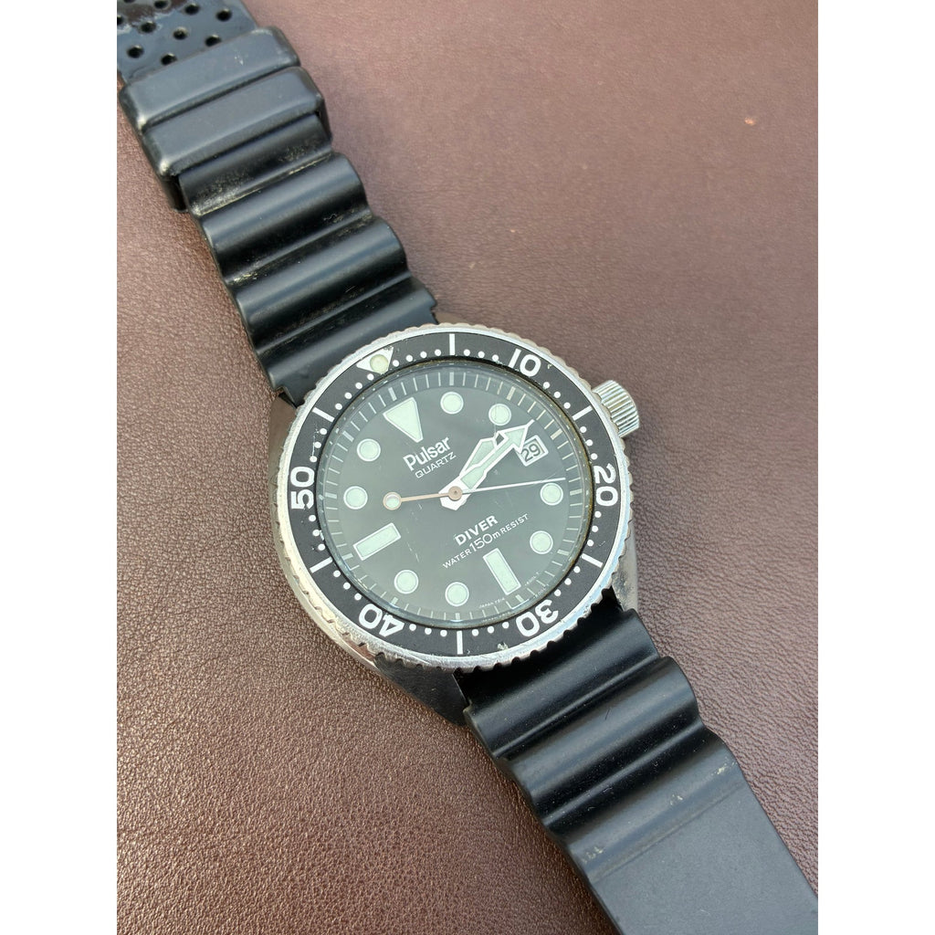 Vintage 1981 Pulsar Y514-6009 Quartz Diver 150M Seiko 7548 Era Japan Watch
