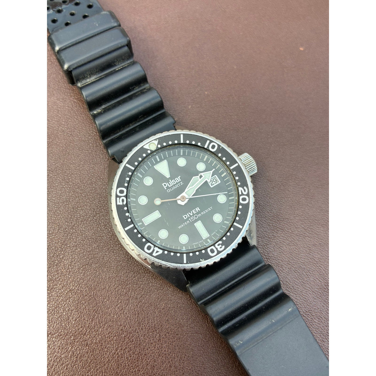 Vintage 1981 Pulsar Y514-6009 Quartz Diver 150M Seiko 7548 Era Japan Watch