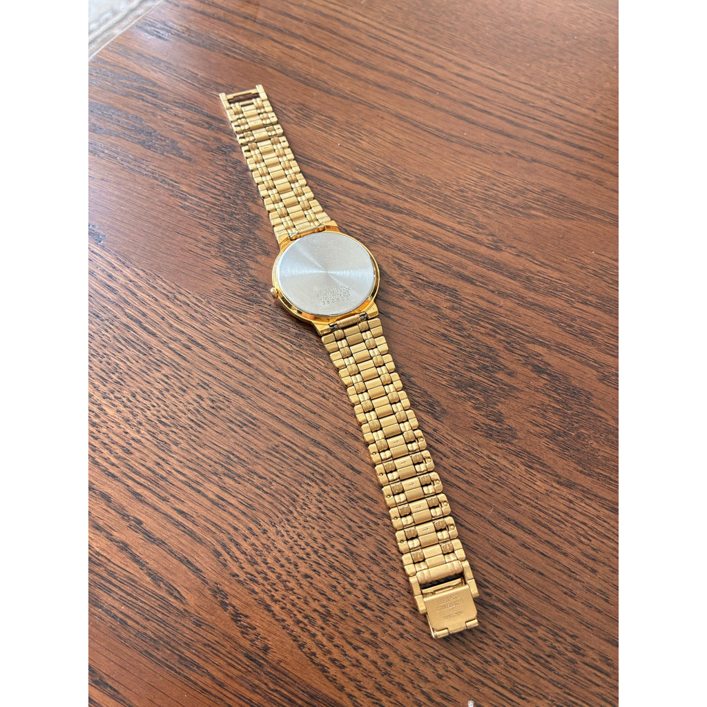 Seiko Quartz Women’s Watch Gold Tone Black Dial Dress Watch New Battery