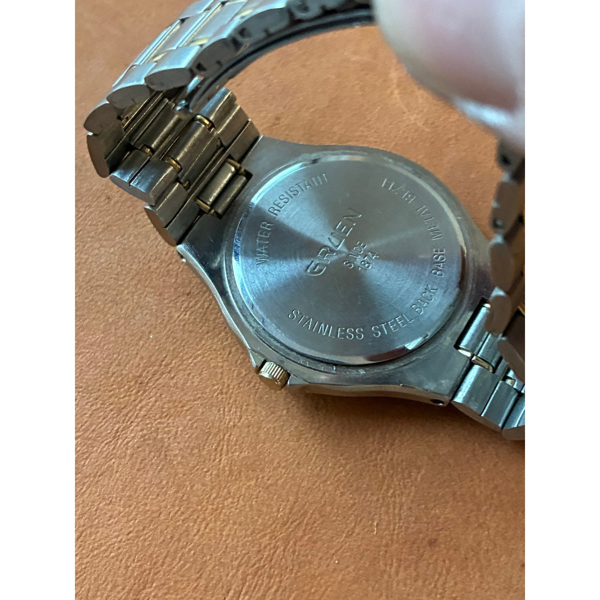Vintage Gruen Moonphase Quartz Watch Two Tone Roman Numeral Date 81-982