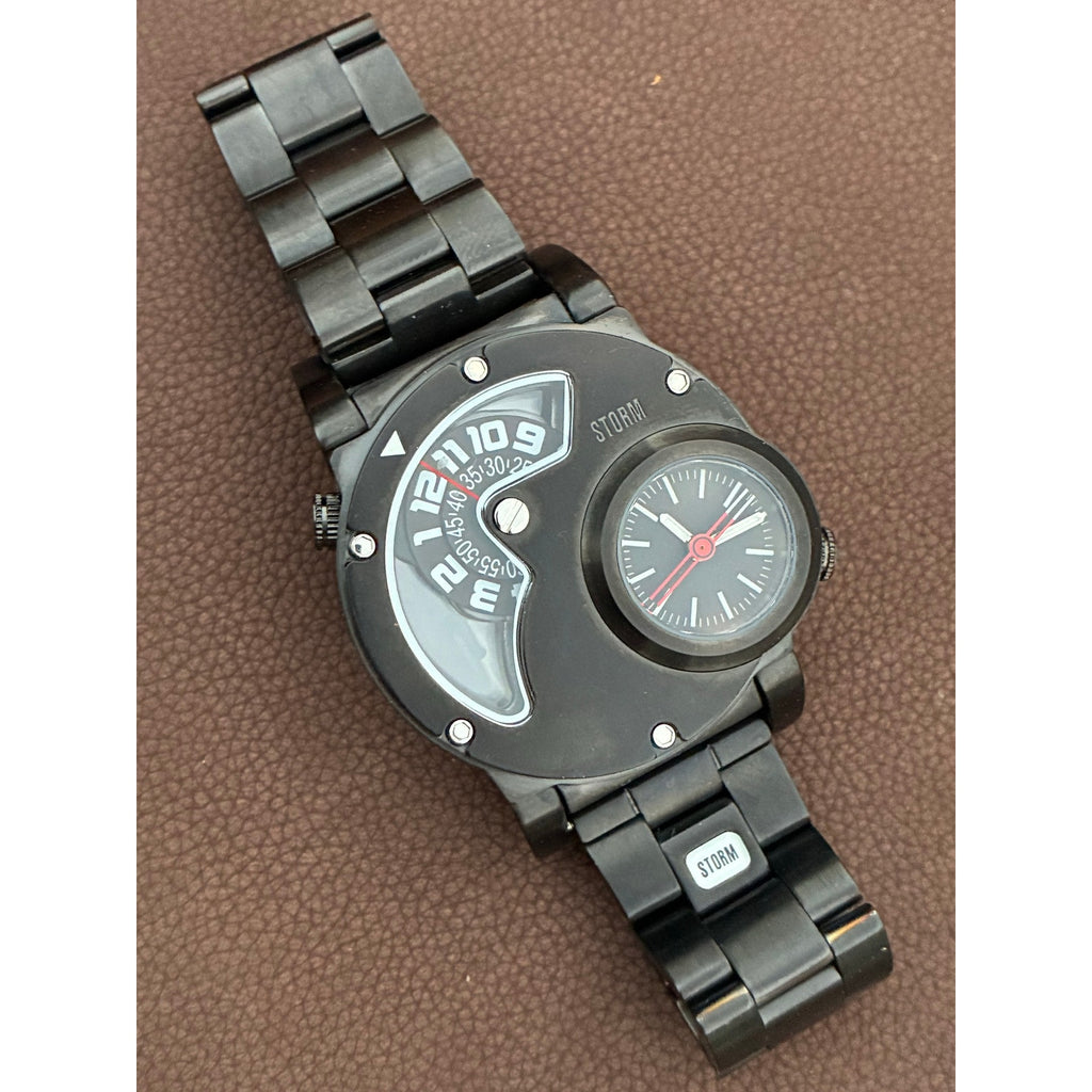 STORM Satellite Special Edition Black Dual Dial Rotating Disc Watch