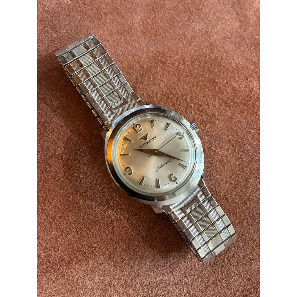Vintage 1960s Wittnauer Automatic Swiss Watch – Silver 12-3-6-9 Dial