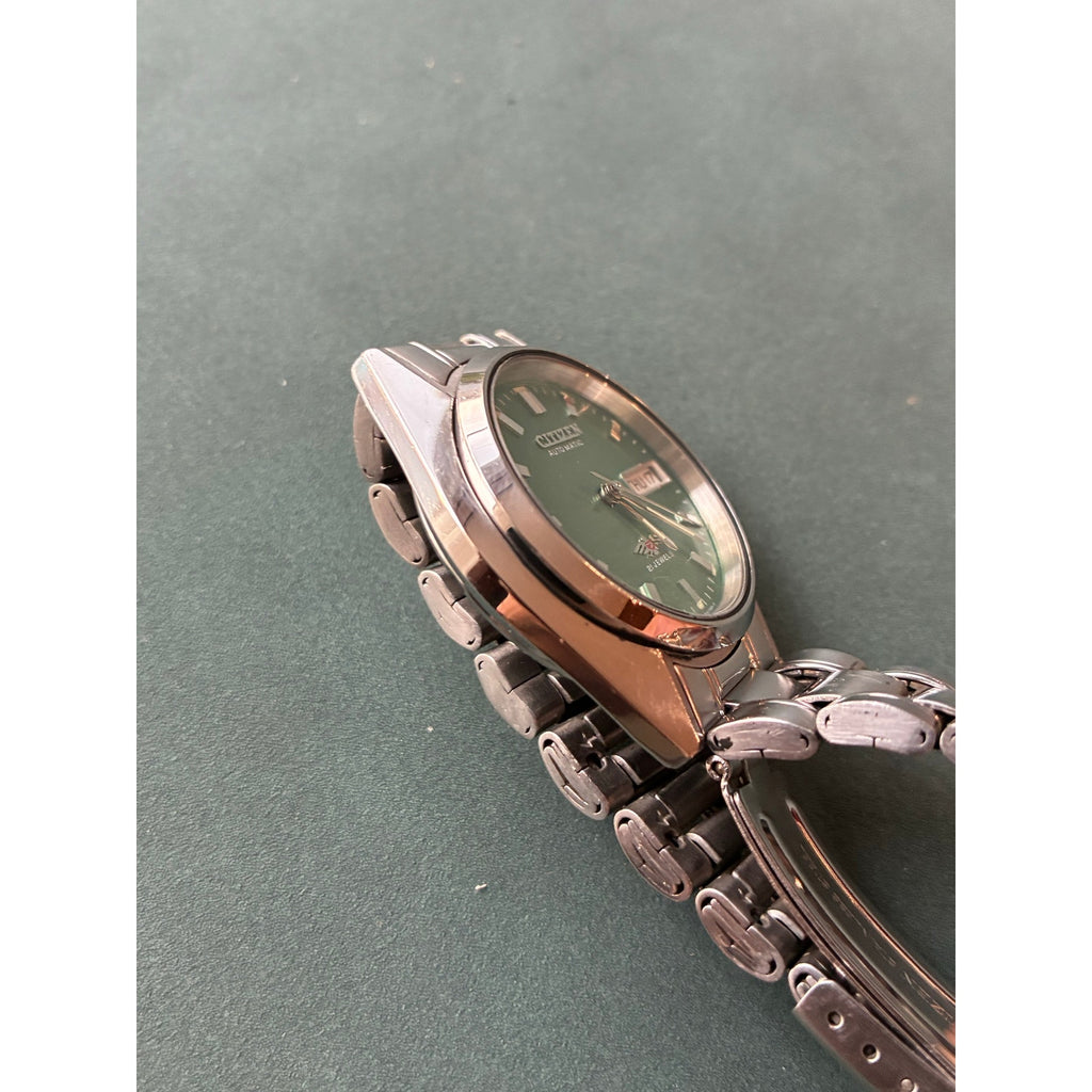 Vintage Citizen Automatic 21 Jewels Green Dial Day Date 4-R34229 Japan