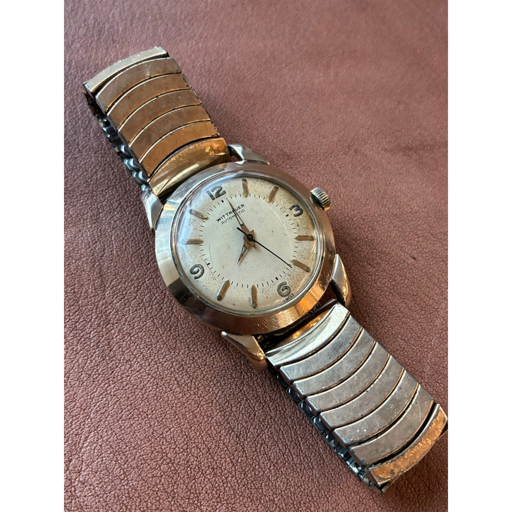 Vintage Wittnauer Automatic Swiss Watch 12 3 6 9 Dial Gold Tone 1950s