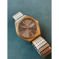 Vintage Bulova Automatic Dual Day Date Swiss Brown Dial Gold Tone Watch
