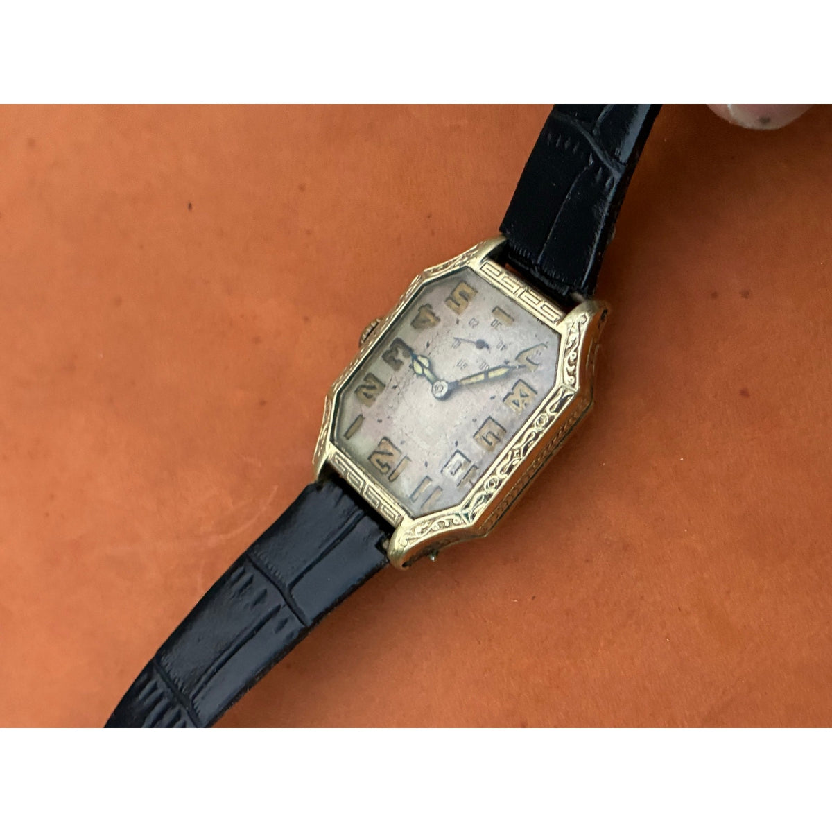 Antique Dione Watch Co. Gold Filled Art Deco Men's Watch 1930s Manual Wind