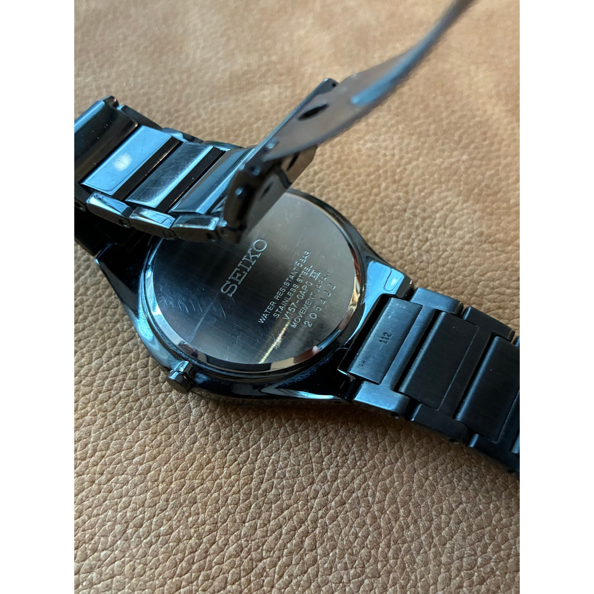 Seiko Solar V157-0AS0 Black Diamond Marker Men’s Watch Date 206422