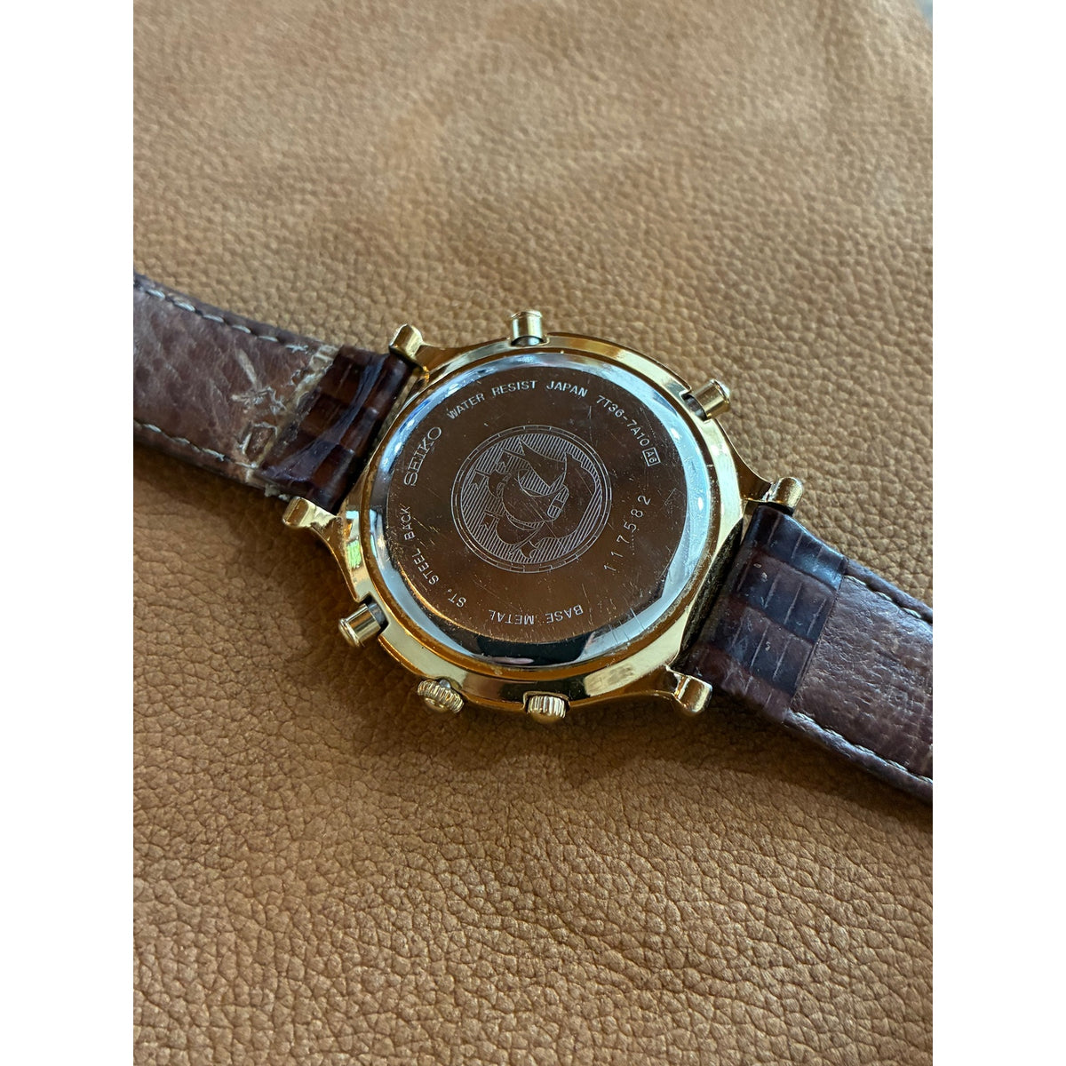 Vintage Seiko Age of Discovery 7T36-7A10 Moonphase Chronograph Alarm – Gold Tone