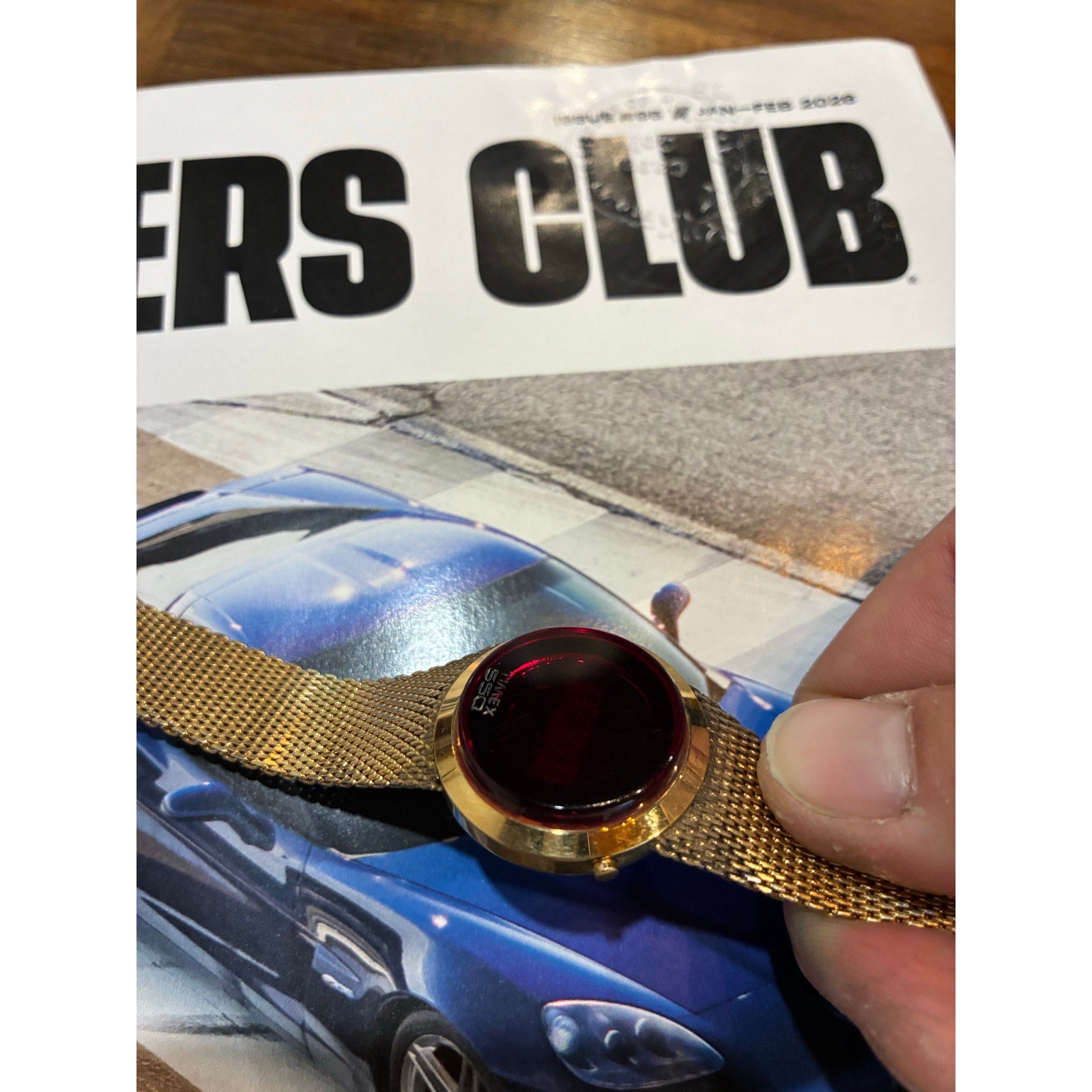 Vintage Women’s gold tone Timex SSQ Red LED Watch