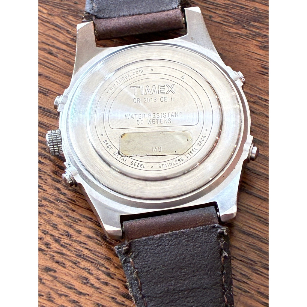 Timex Expedition Watch Men Silver Tone Green Dial Indiglo WR 50M New Battery