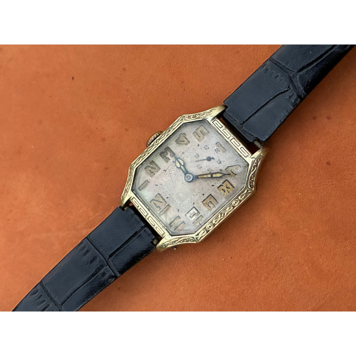 Antique Dione Watch Co. Gold Filled Art Deco Men's Watch 1930s Manual Wind