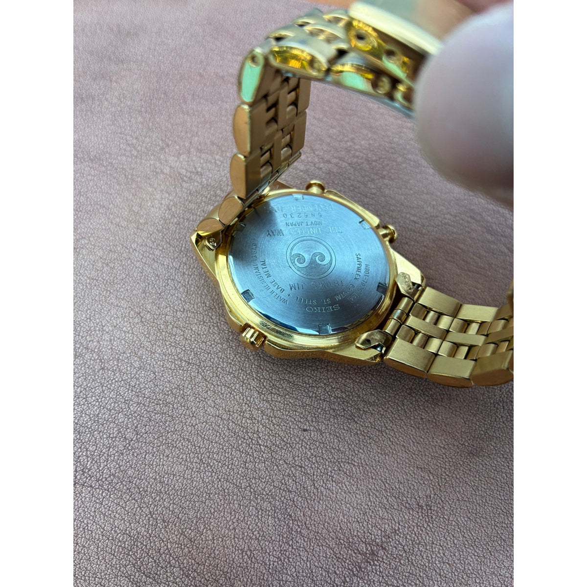 Vintage Seiko Sports 100 Ana Digi Blue Dial Gold Tone Quartz Watch 1990s