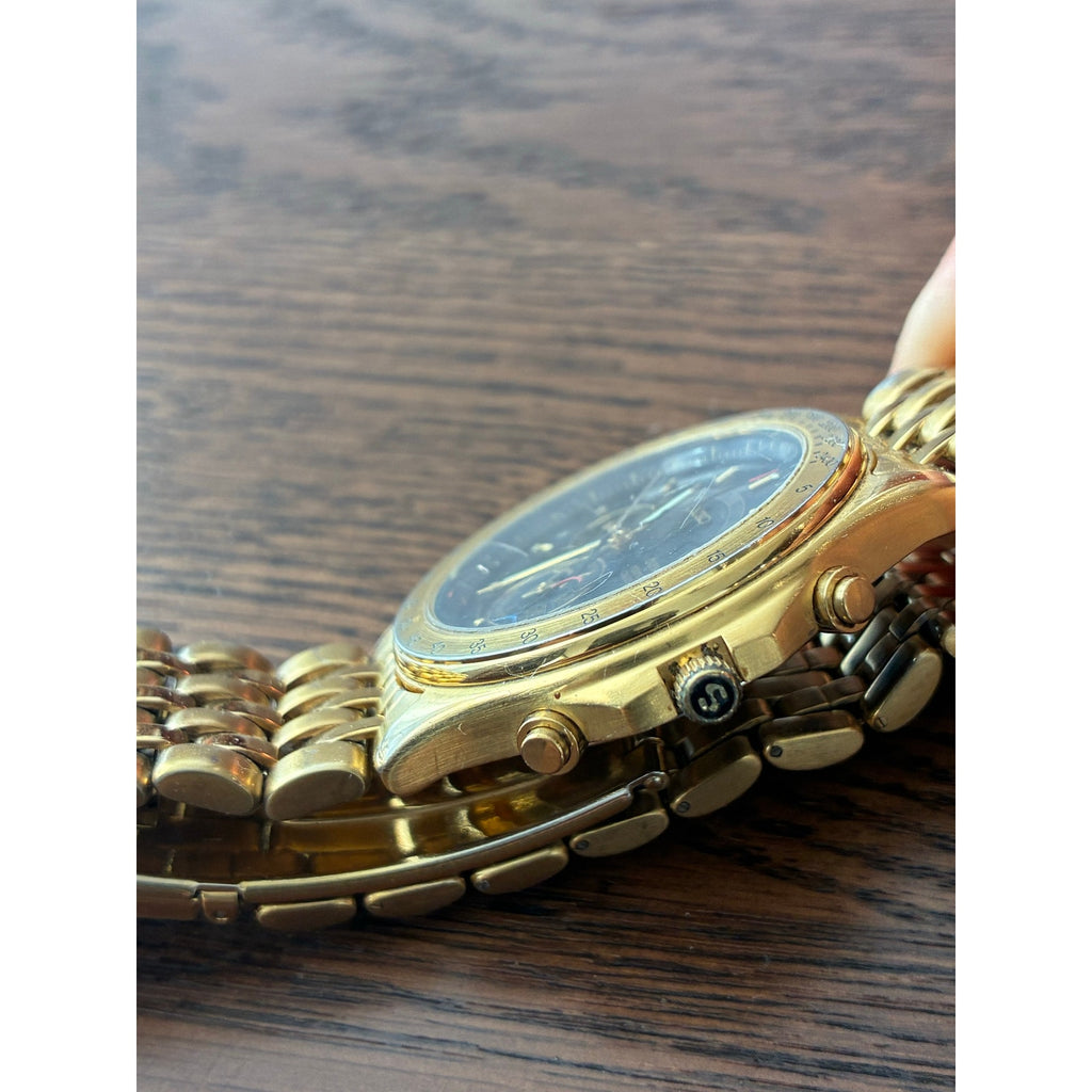 Seiko Olympic 6M13-702A Perpetual Calendar Gold Black Japan Men’s Watch