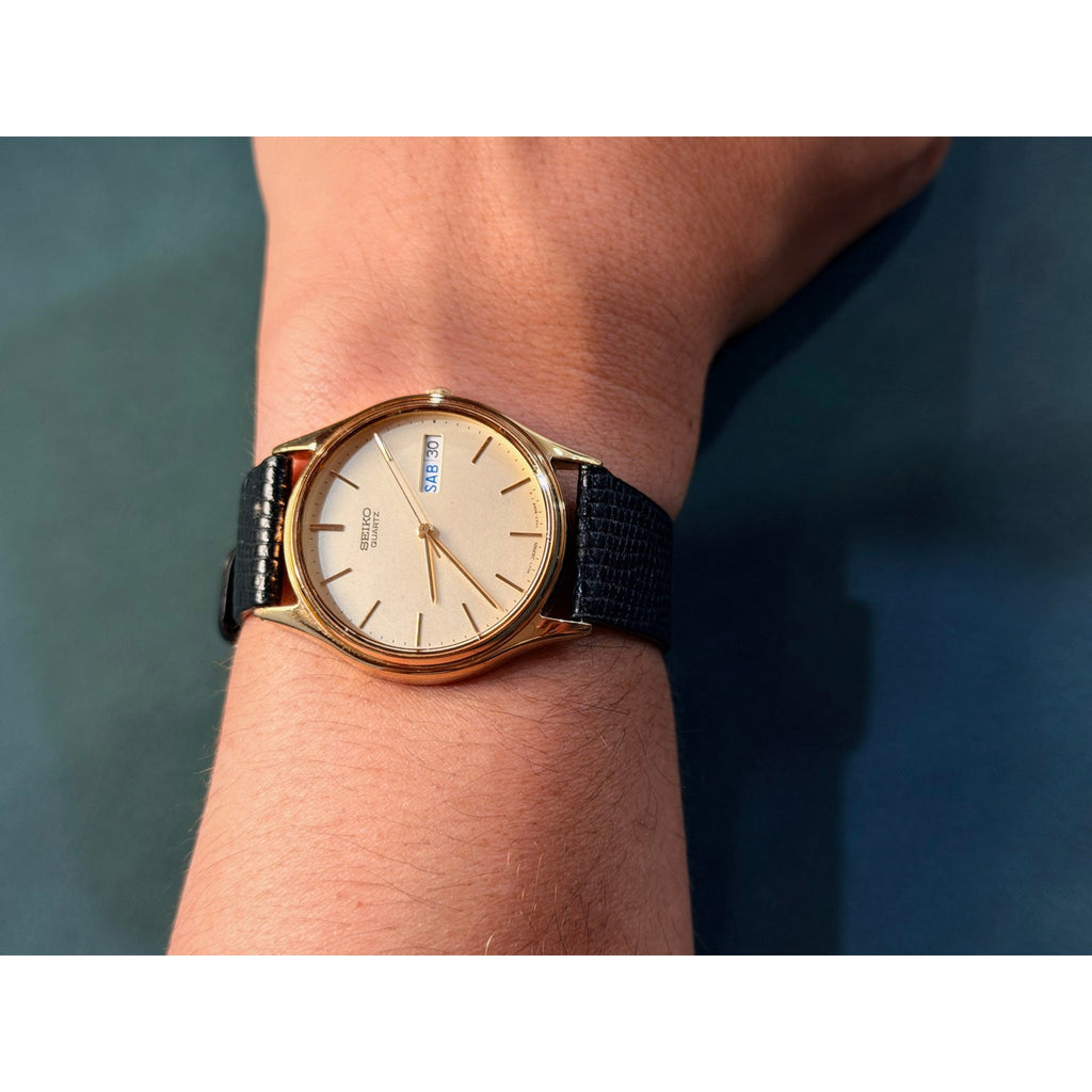 Vintage Seiko 33mm 7N43-8A89 on original Seiko Strap