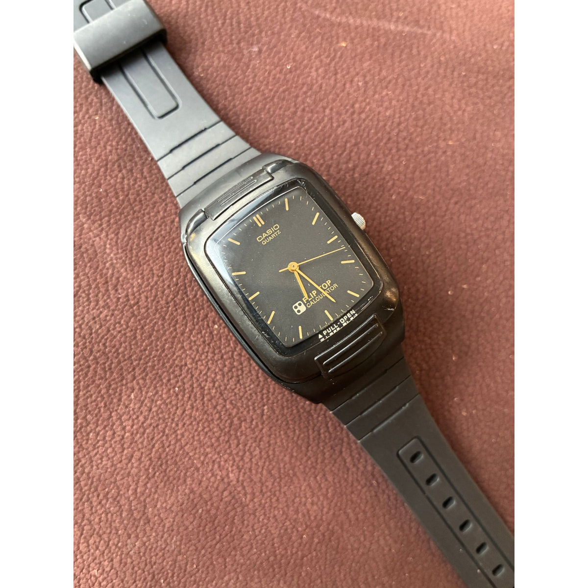 Vintage Casio FT-10 Flip Top Calculator Analog Quartz Watch Japan