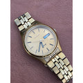 Vintage Seiko Solar V158 Gold Tone Champagne Dial Day Date Men's Watch