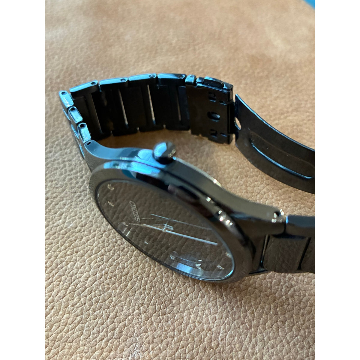Seiko Solar V157-0AS0 Black Diamond Marker Men’s Watch Date 206422